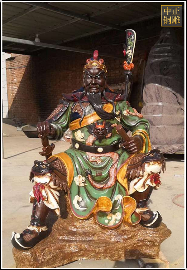 彩繪坐像銅關公鑄造